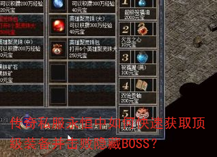 ����˽����������ο��ٻ�ȡ����װ������������BOSS��