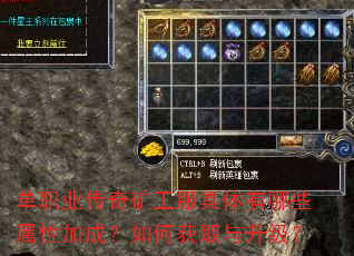 单职业传奇矿工服具体有哪些属性加成?如何获取与升级? 单职业传奇矿工服具体有哪些属性加成?如何获取与升级?