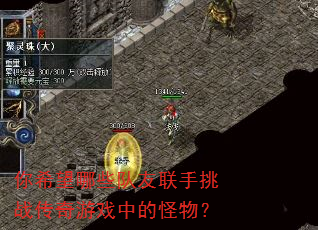 你希望哪些队友联手挑战传奇游戏中的怪物? 你希望哪些队友联手挑战传奇游戏中的怪物?