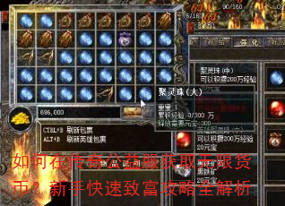 如何在传奇公益服获取无限货币?新手快速致富攻略全解析 如何在传奇公益服获取无限货币?新手快速致富攻略全解析